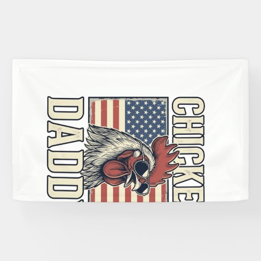 Kippenvader Vintage Haan Patriottisch Spandoek (Horizontaal)