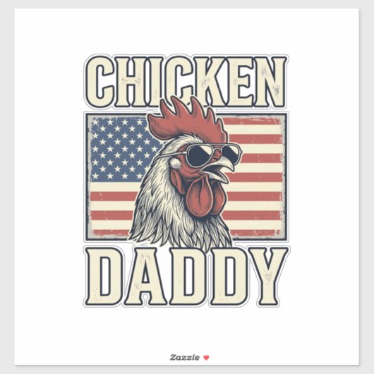 Kippenvader Vintage Haan Patriottisch Sticker (Vel)