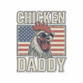 Kippenvader Vintage Haan Patriottisch Sticker (Voorkant)