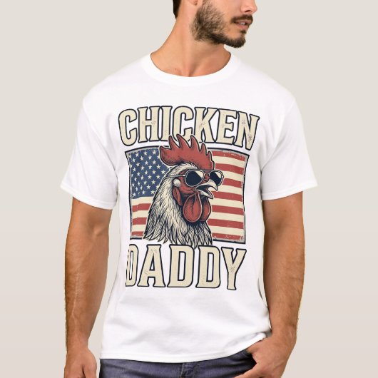 Kippenvader Vintage Haan Patriottisch T-shirt (Voorkant)