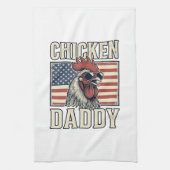 Kippenvader Vintage Haan Patriottisch Theedoek (Verticaal)