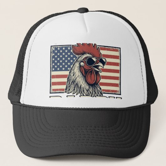 Kippenvader Vintage Haan Patriottisch Trucker Pet (Voorkant)