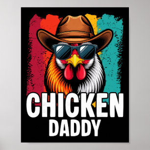 Kippenvader Vintage Pluimveeboer Grappige Vaders Poster