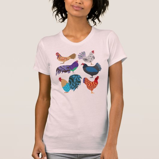 Kippenvariëteit Kleurrijke vogels T-shirt (Voorkant)