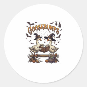 Kippenvel Halloween Ganzen Heksenhoeden Magie Boek Ronde Sticker