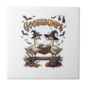 Kippenvel Halloween Ganzen Heksenhoeden Magie Boek Tegeltje