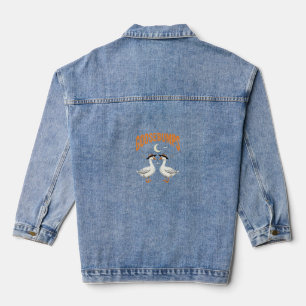 Kippenvel Halloween Heks Ganzen Vectorontwerp Denim Jacket