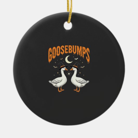 Kippenvel Halloween Heks Ganzen Vectorontwerp Keramisch Ornament (Voorkant)