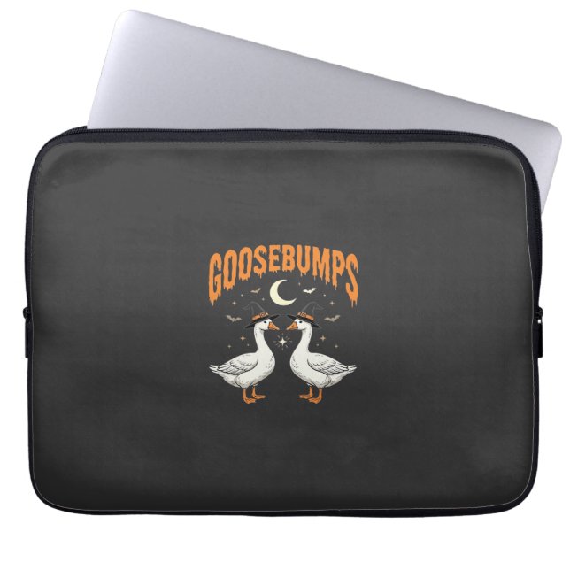 Kippenvel Halloween Heks Ganzen Vectorontwerp Laptop Sleeve (Voorkant)