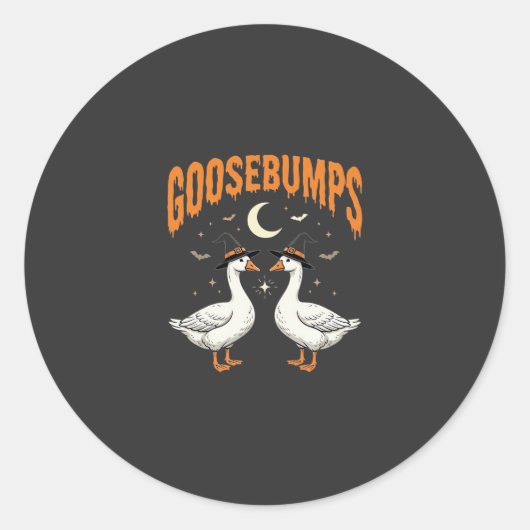 Kippenvel Halloween Heks Ganzen Vectorontwerp Ronde Sticker (Voorkant)