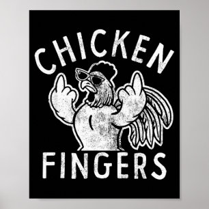 Kippenvingers, Middelvingers, Grappige Kip Poster