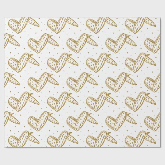 Kippenvleugels op Polka Dot Achtergrond Cadeaupapier (Vlak)