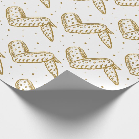 Kippenvleugels op Polka Dot Achtergrond Cadeaupapier (Hoek)