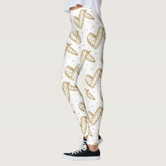 Kippenvleugels op Polka Dot Achtergrond Leggings (Links)