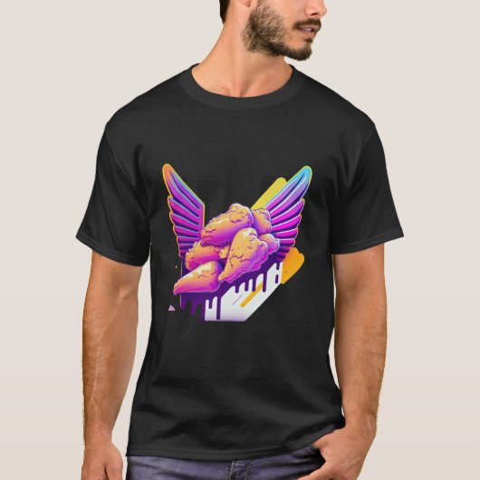 Kippenvleugels Synthwave 80s Retrowave Esthetiek T-shirt (Voorkant)