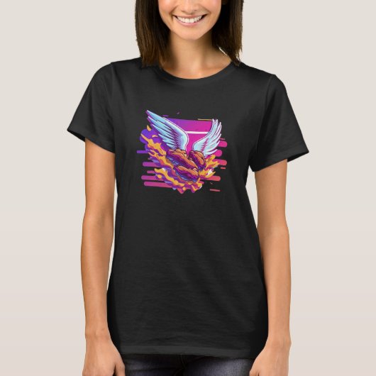 Kippenvleugels Synthwave 80s Retrowave Esthetiek   T-shirt (Voorkant)