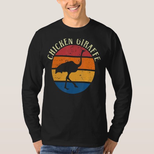 Kippenvogel Struisvogel Dier Flightless Giraffe T-shirt (Voorkant)