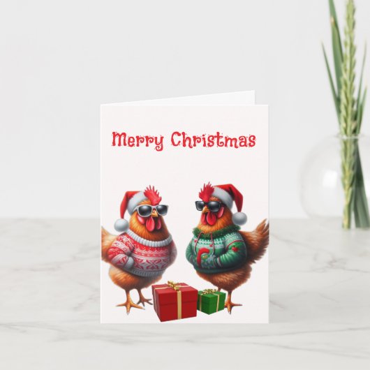 Kippenvrienden Kerstmis Kaart (Voorkant)