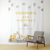 Kipperjongen Bouwauto Verjaardags Welkom Wandkleed (In situ)