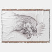 Kipportret in houtskool deken (Voorkant)