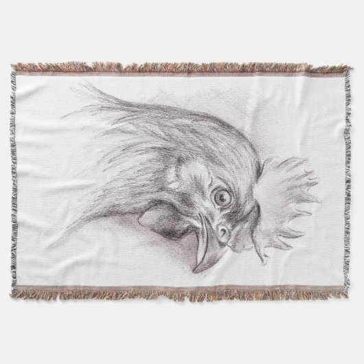 Kipportret in houtskool deken (Voorkant)