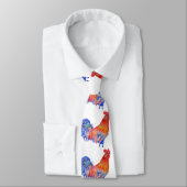 Kipposter Rooster Red Blue Cochle Mannen Stropdas (Gebonden)