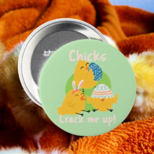 Kip's Crack Me Up! Pasen Knop Ronde Button 7,6 Cm