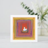 Kipspathen leggen eitjes met kleurig schilderij kaart (Staand voorkant)