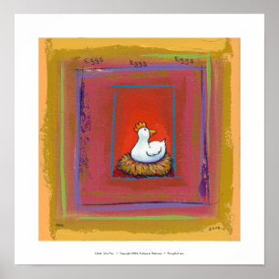 Kipspathen leggen eitjes met kleurig schilderij poster