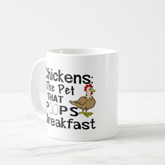 Kipt het huisdier dat ontbijt poept koffiemok (Voorkant links)