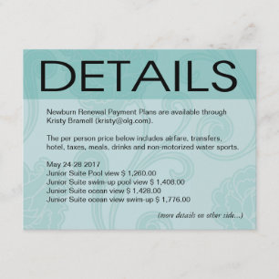 Kira Seashell Dreams Beach Wedding Directions aqua Kaart