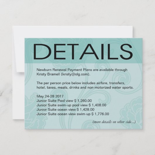 Kira Seashell Dreams Beach Wedding Richtingen aqua Kaart (Voorkant)