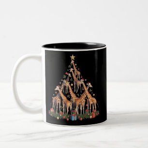 Kiraffe Kerstboom Kerstman Afrikaanse Wilderijnhof Tweekleurige Koffiemok