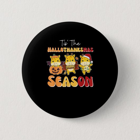 Kiraffe Kerstmis Halloween Is de Hallothanksmas Ronde Button 5,7 Cm (Voorkant)