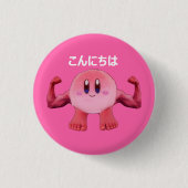 Kirby knop roze ronde button 3,2 cm (Voorkant)