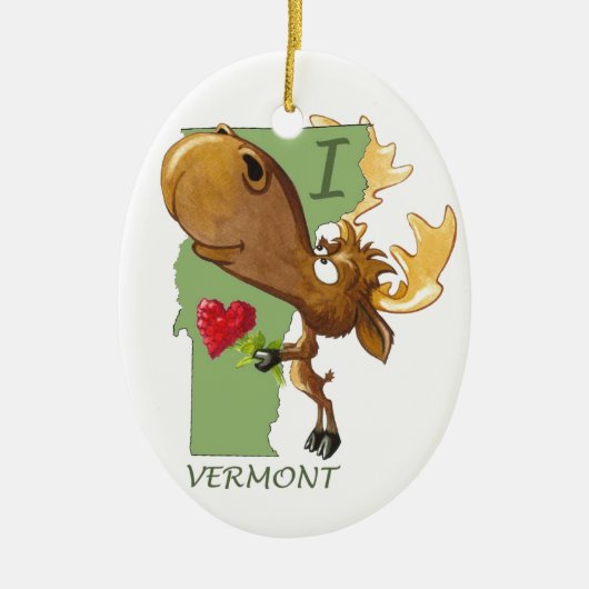 Kirby the Moose Vermoosin' "I Heart Vermont" Keramisch Ornament (Voorkant)