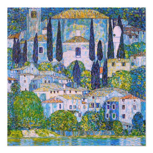 Kirche van Gustav Klimt in Cassone schilderij Perfect Poster (Voorkant)
