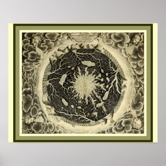 Kircher's "Mundus Subterraneus" -Water 16 x 20 Poster (Voorkant)