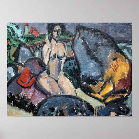 Kirchner - Badenden tussen stenen 1912 Poster (Voorkant)