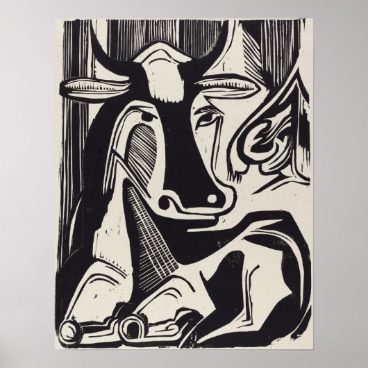 Kirchner - De Grote Koe Liggend 1929 Poster (Voorkant)
