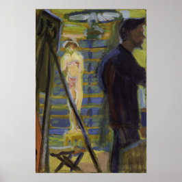Kirchner - Erich Heckel en model in de studio 1... Poster