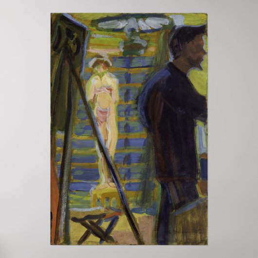 Kirchner - Erich Heckel en model in de studio 1... Poster (Voorkant)