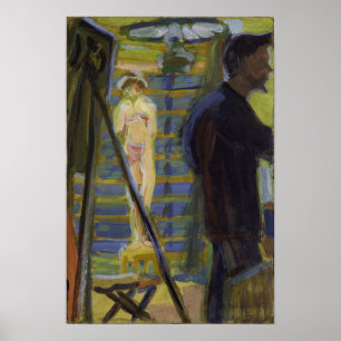 Kirchner - Erich Heckel en model in het atelier 1… Poster
