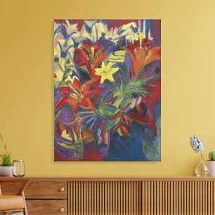 Kirchner Expressionistische Levendige Oranje Lelie Canvas Afdruk