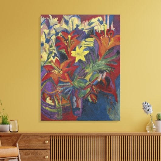 Kirchner Expressionistische Levendige Oranje Lelie Canvas Afdruk (Insitu (Woonkamer))