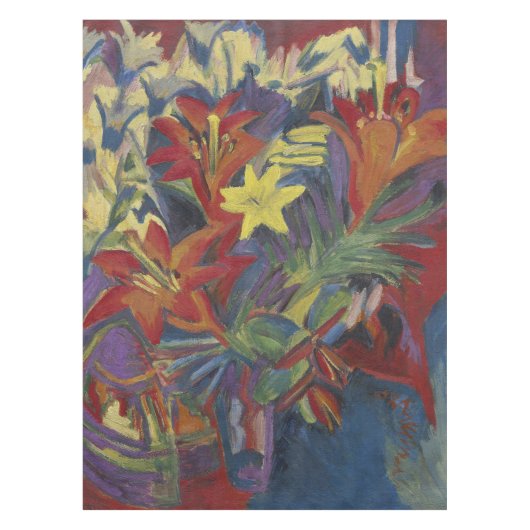 Kirchner Expressionistische Levendige Oranje Lelie Tafelkleed (Voorkant)