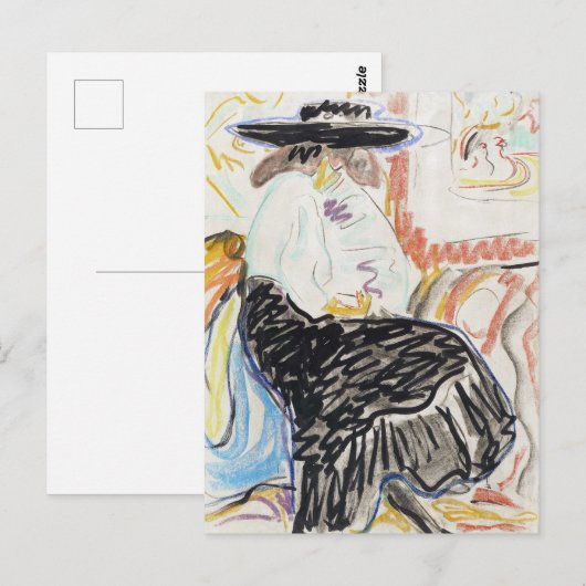 Kirchner Gezeten Vrouw Expressionistische Schets K Briefkaart (Voorkant / Achterkant)