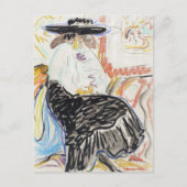 Kirchner Gezeten Vrouw Expressionistische Schets K Briefkaart (Voorkant)