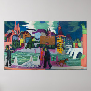 Kirchner - Gezicht op Bazel en de Rijn Poster