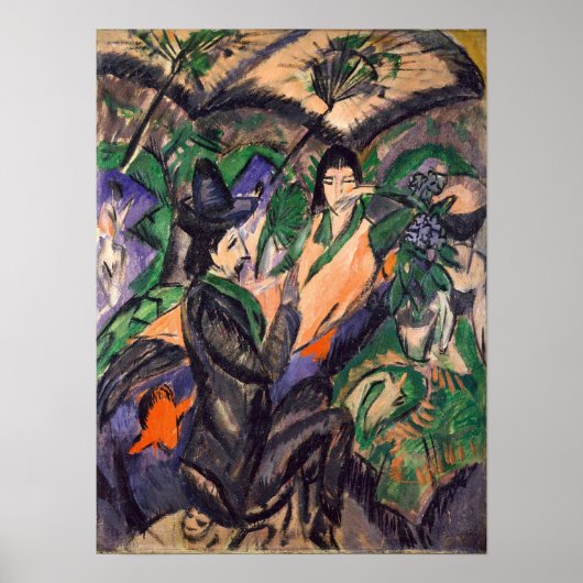 Kirchner - Koppel onder Japanse paraplu Poster (Voorkant)